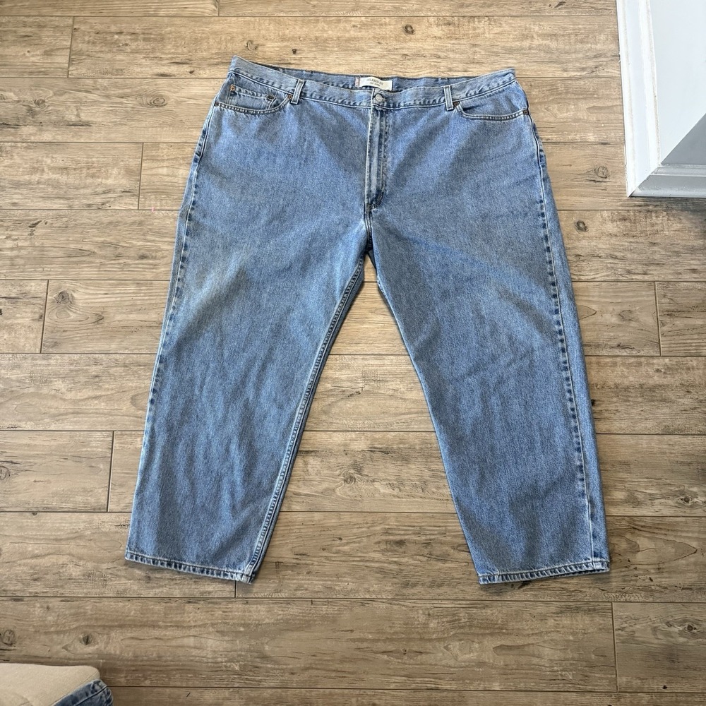 Vintage Levi's 550 Relaxed Fit Jeans 50x30 Light Wash USA Style Black Wing